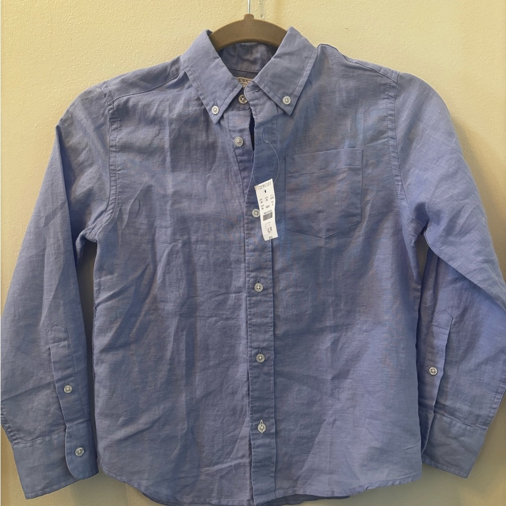 Crewcuts Light Blue Linen/Cotton Blend Button-Down Shirt - 10, NWT
